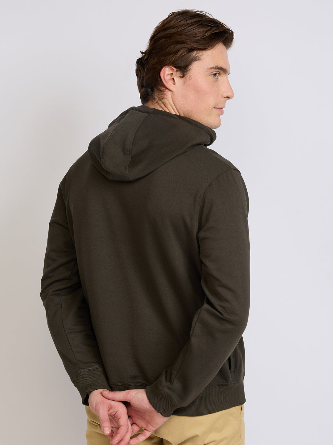 Park Avenue Men Green Cut & Sew Slim Fit Cotton Blend Sweatshirt