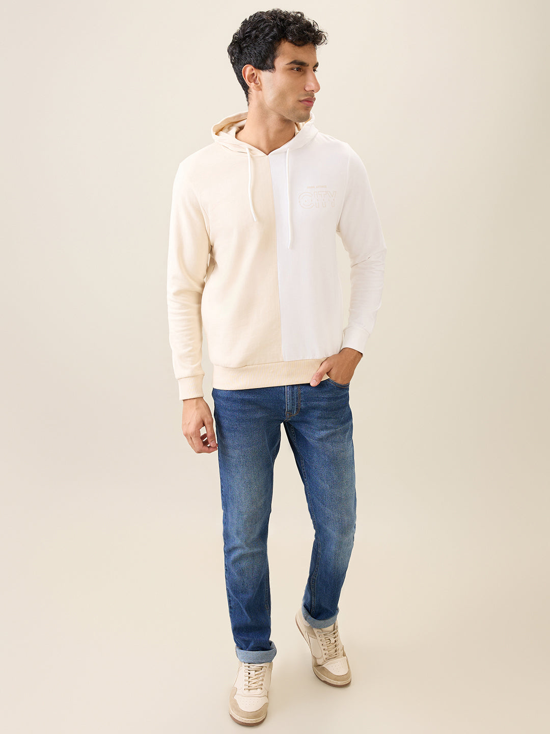 Park Avenue Men Brown Cut & Sew Slim Fit Cotton Blend Sweatshirt