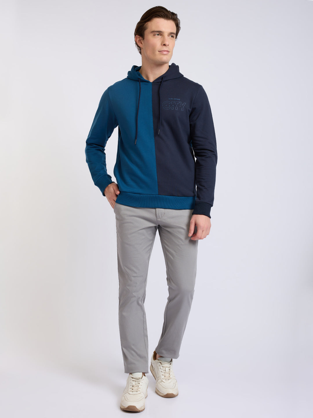 Park Avenue Men Blue Cut & Sew Slim Fit Cotton Blend Sweatshirt
