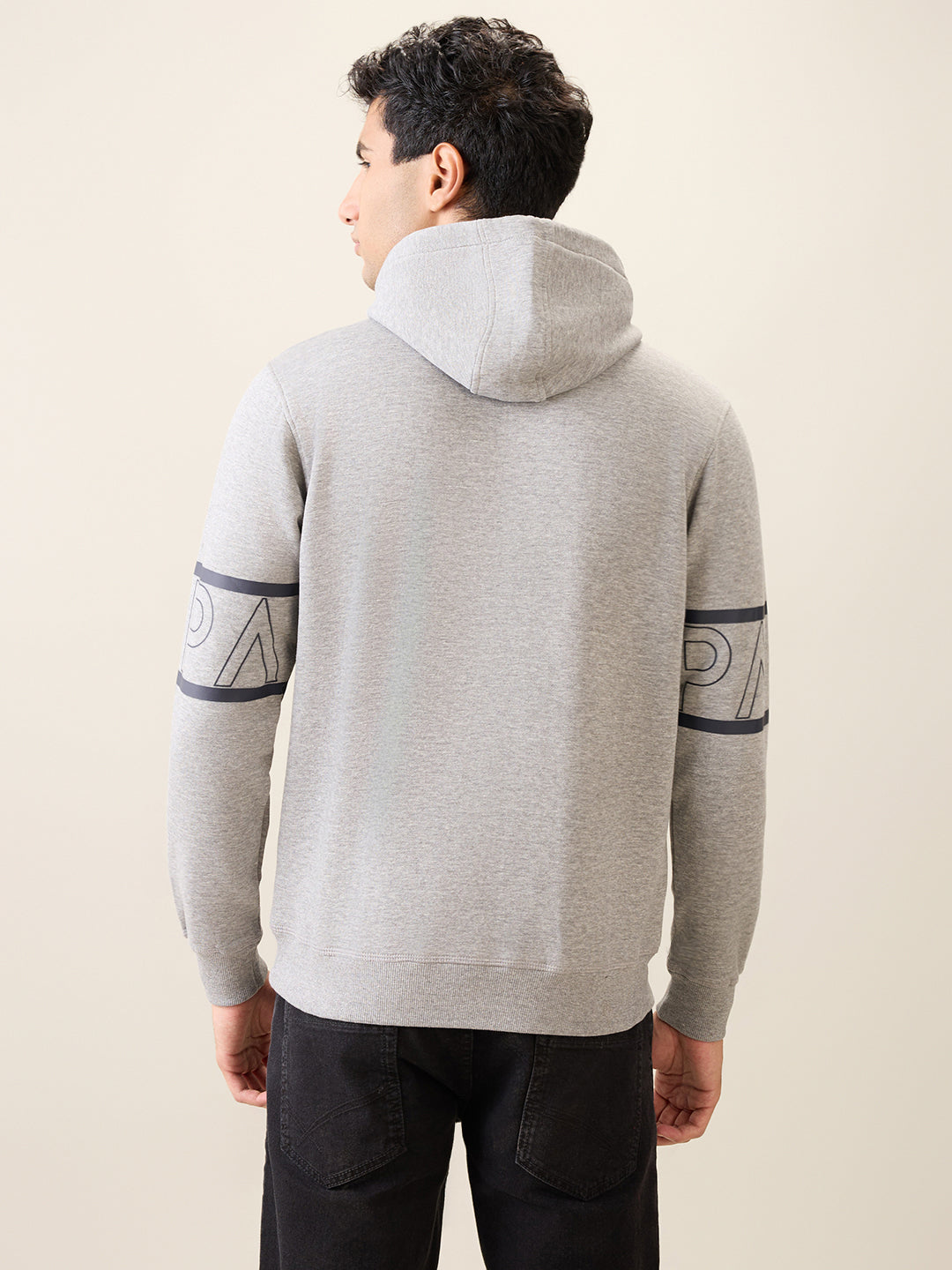 Park Avenue Men Grey Solid Slim Fit Cotton Blend Sweatshirt