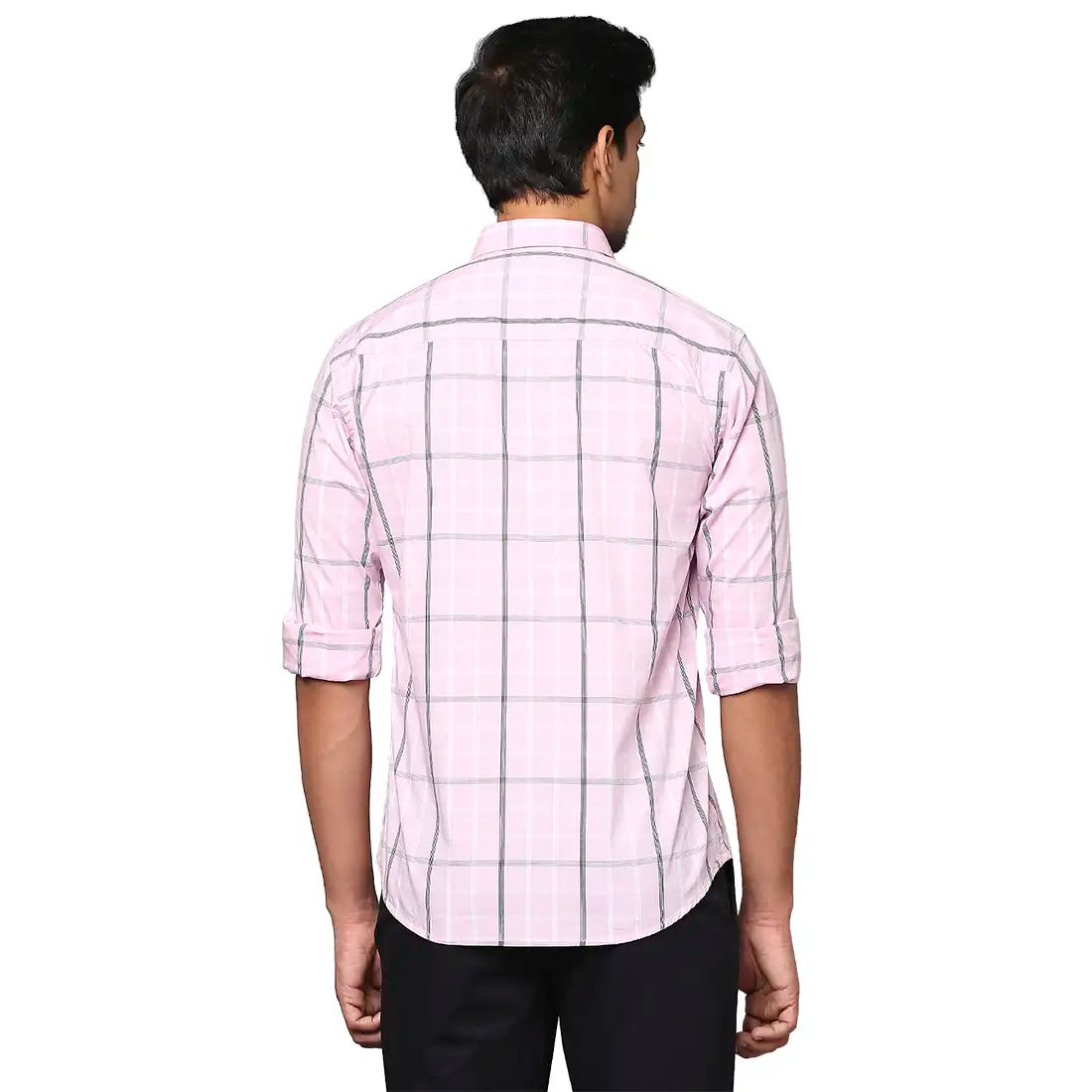 Park Avenue Men Pink Checks Slim Fit Cotton Blend Casual Shirt