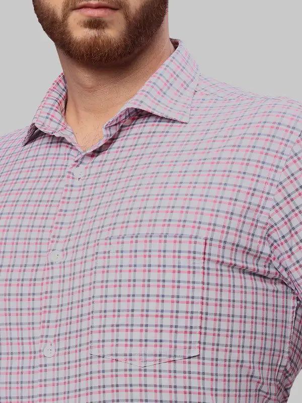 Men Red Slim Fit Checks Cotton Cut Away Collar Shirts