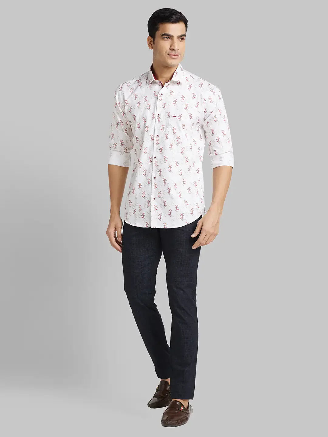 Park Avenue Men White Slim Fit Cotton Casual Shirt