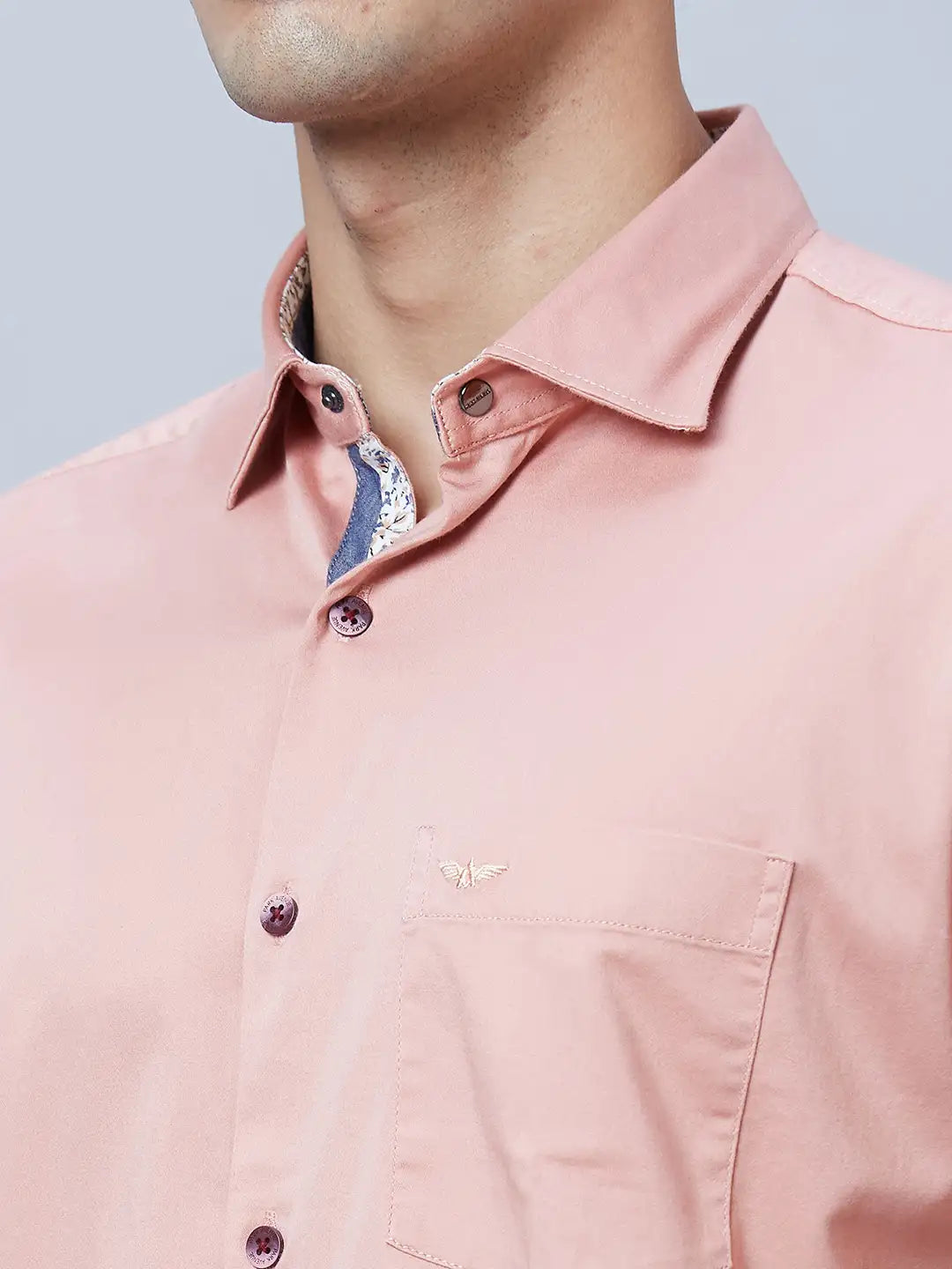 Park Avenue Men Pink Solid Slim Fit Cotton Blend Casual Shirt