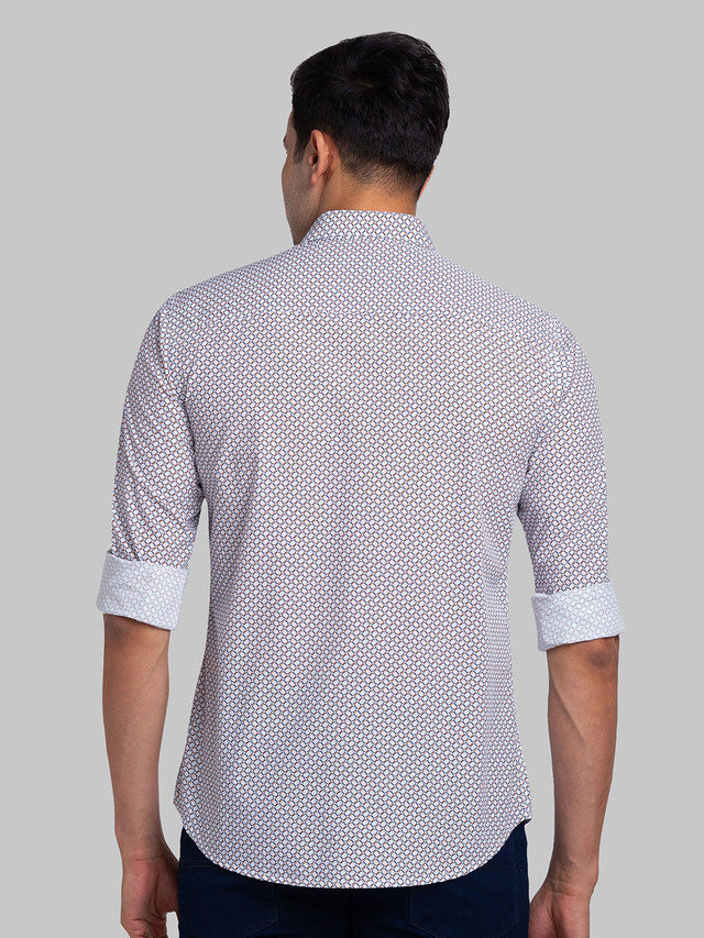Park Avenue Men Grey Printed Slim Fit Cotton Casual Shirt