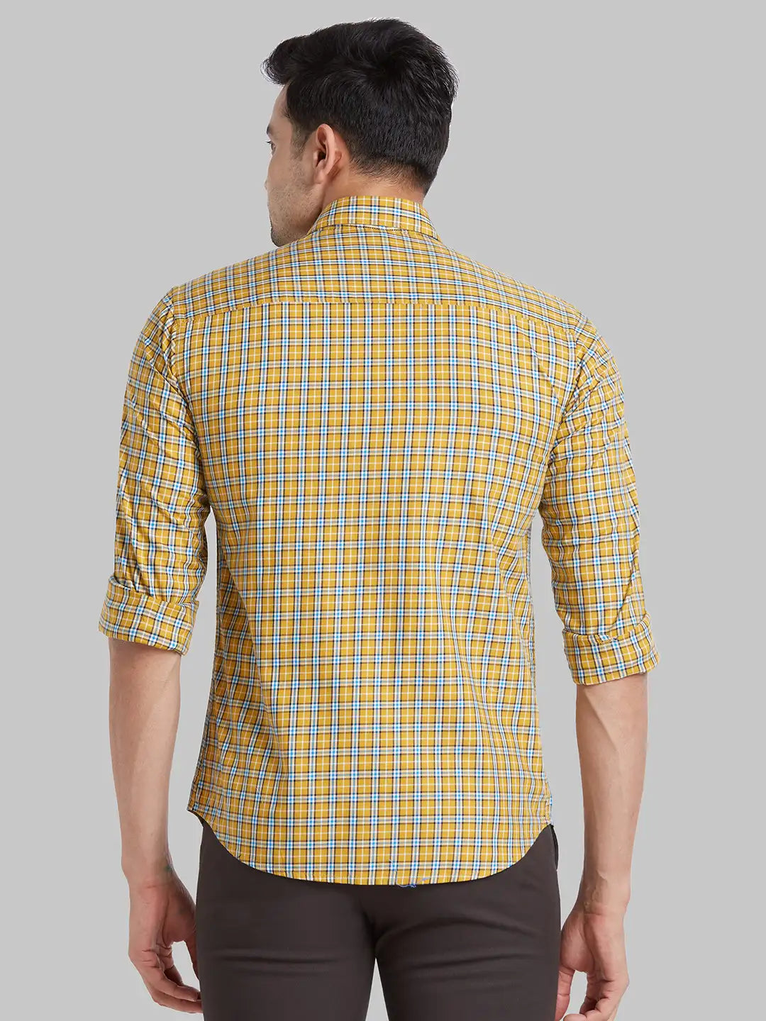 Park Avenue Men Brown Checks Slim Fit Cotton Casual Shirt