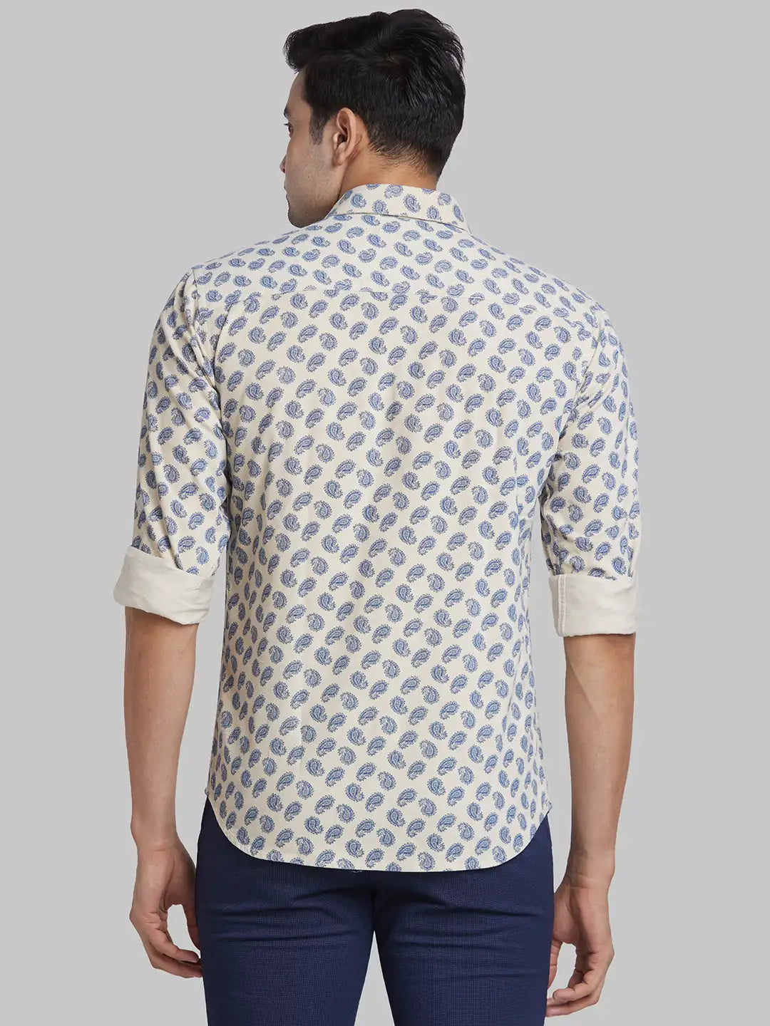 Park Avenue Men Brown Printed Slim Fit Cotton Casual Shirt