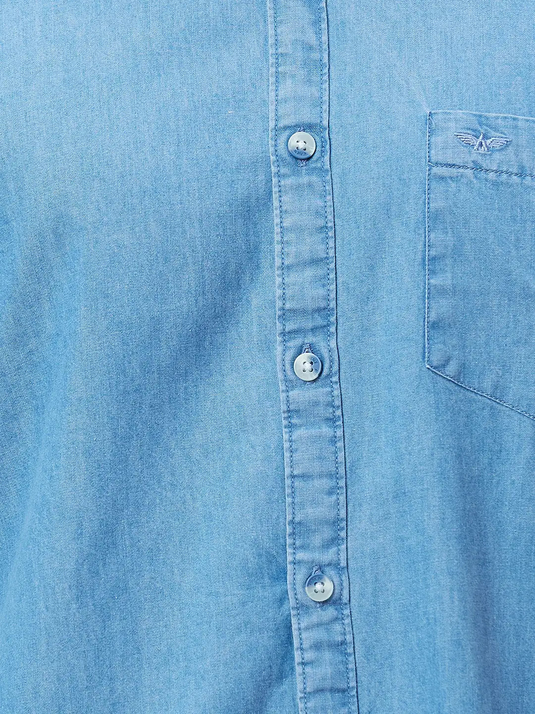 Men Blue Slim Fit Chambray Cotton Shirts