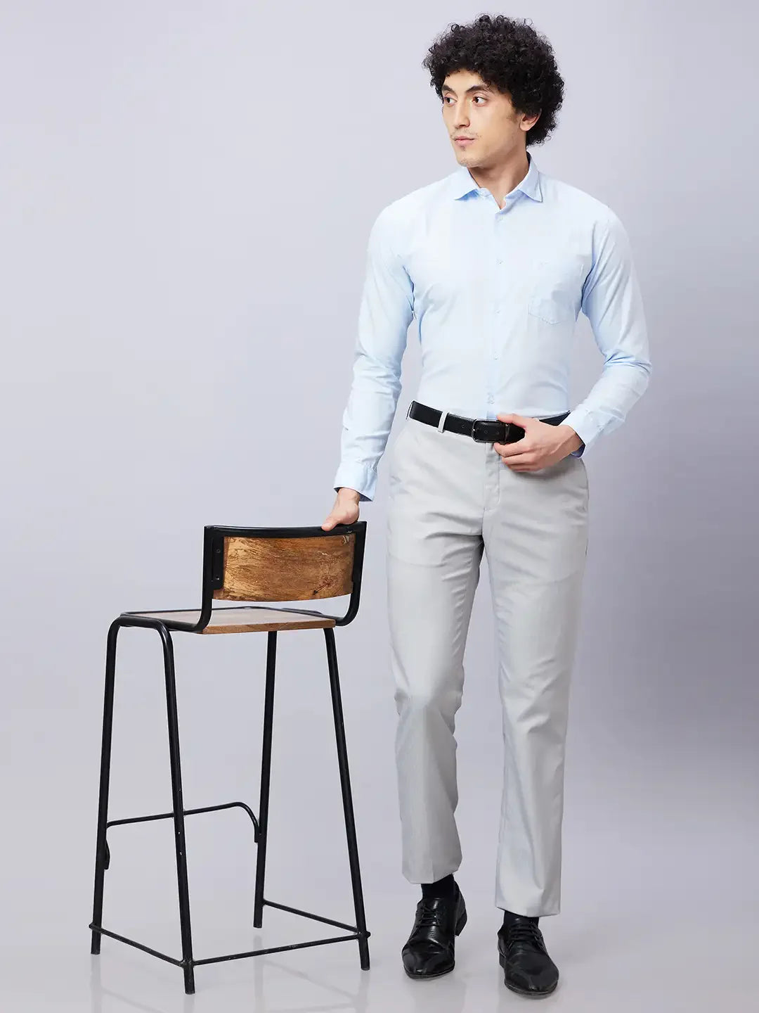 Park Avenue Men Blue Solid Slim Fit Cotton Shirts