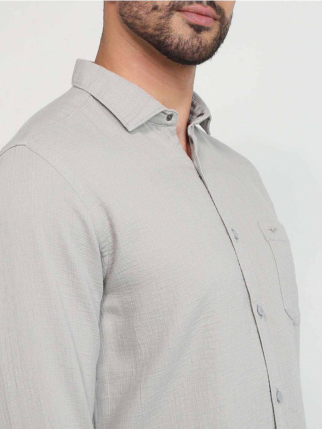 Park Avenue Men Grey Solid Slim Fit Cotton Casual Shirt