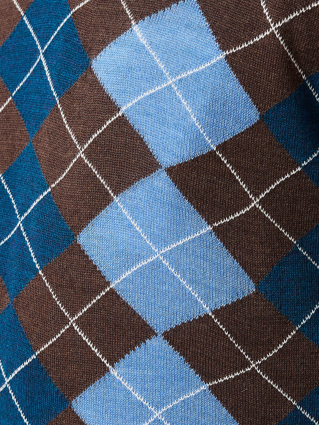 Park Avenue Men Brown Argyle Regular Fit Acro Blend Full Sleeve Round Neck Collar Sweater