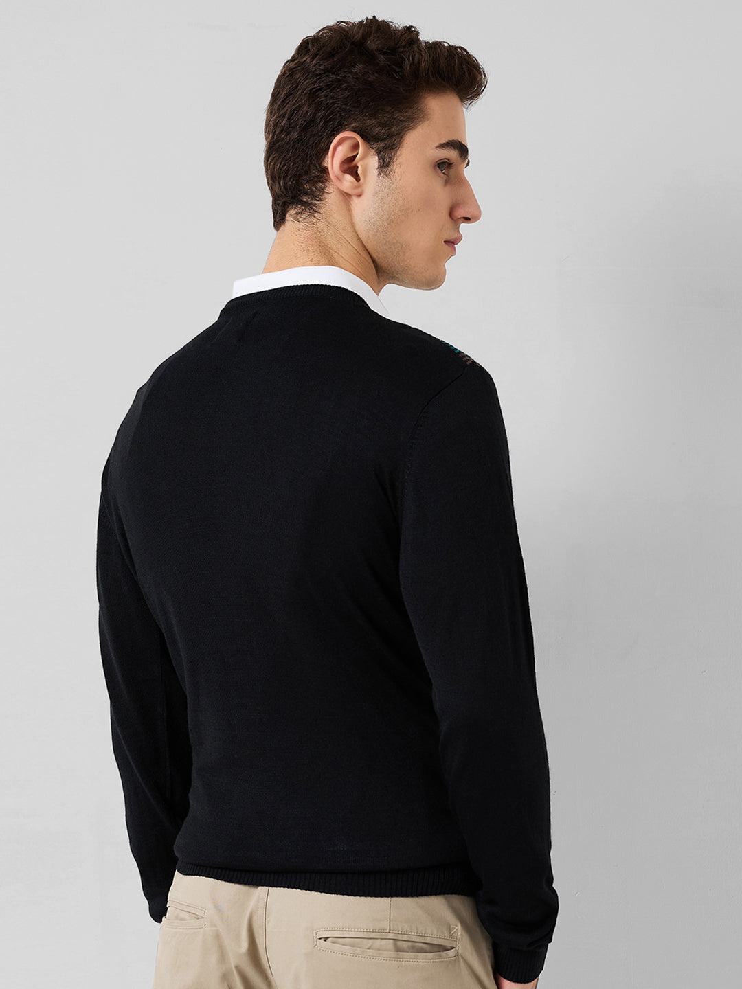 Park Avenue Men Blue Jacquard Regular Fit Acrylic Blend Sweaters