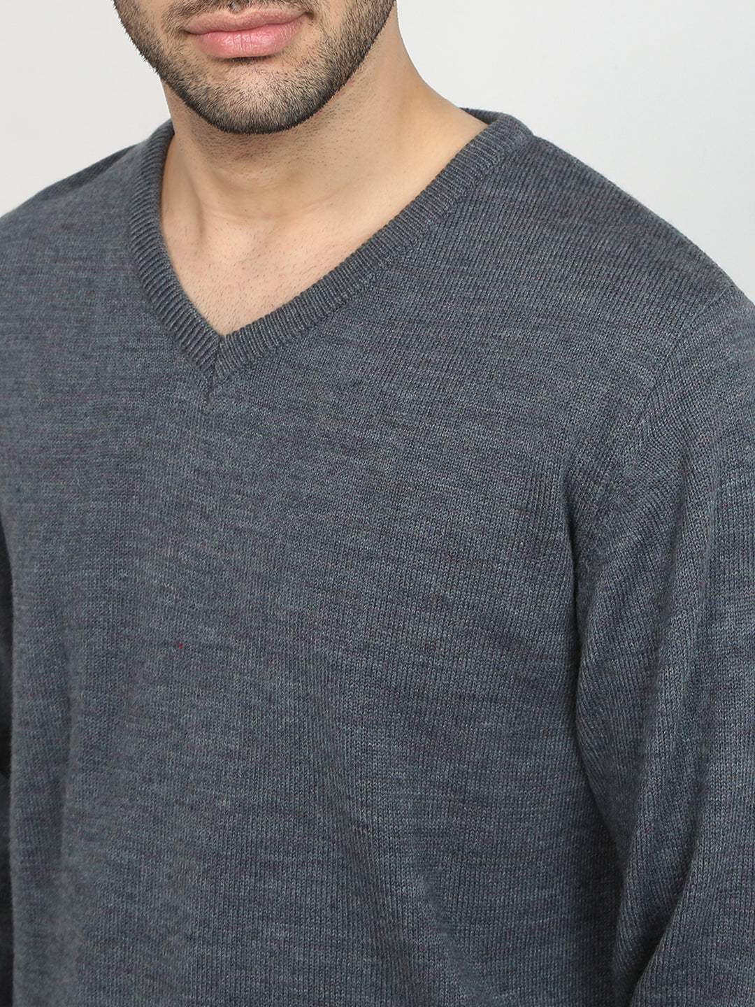 Park Avenue Men Grey Solid Regular Fit Acrylic Blend Sweater