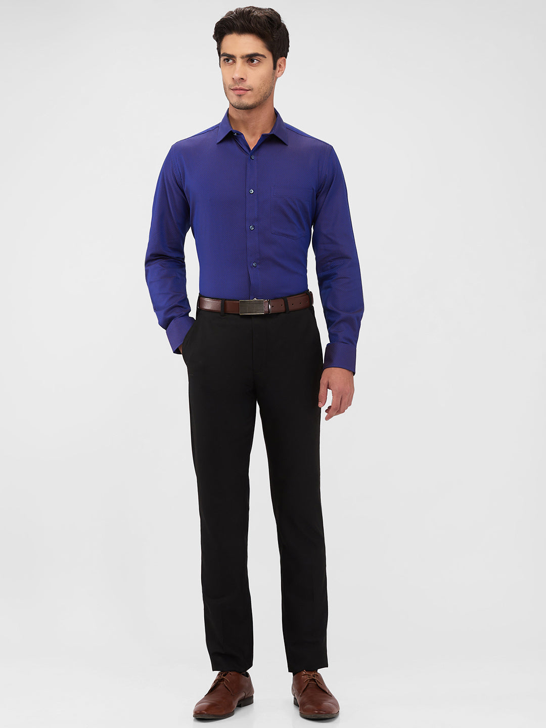 Park Avenue Men Blue Structure Regular Fit Cotton Shirt