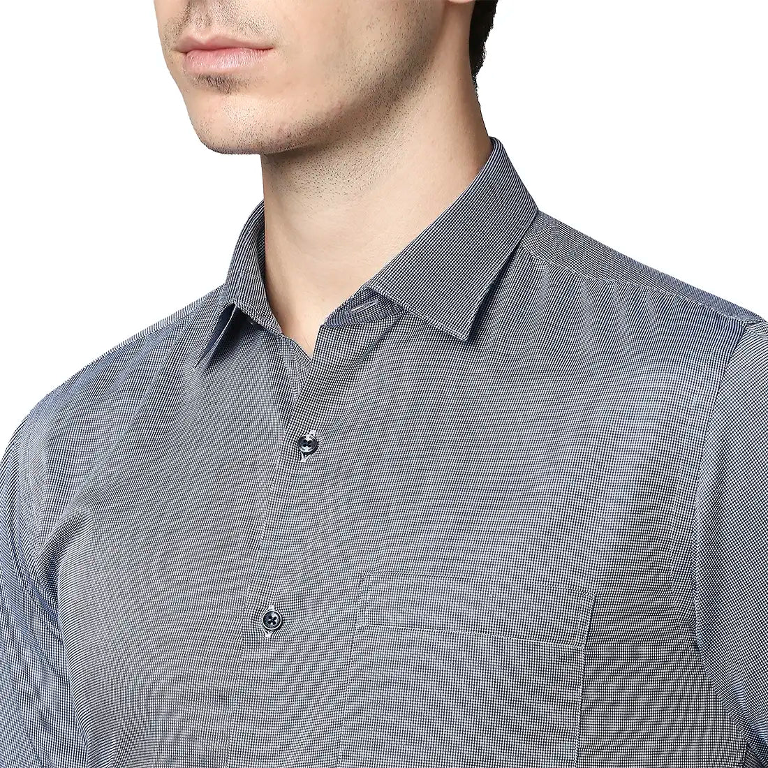 Men Blue Slim Fit Structure Cotton Shirts