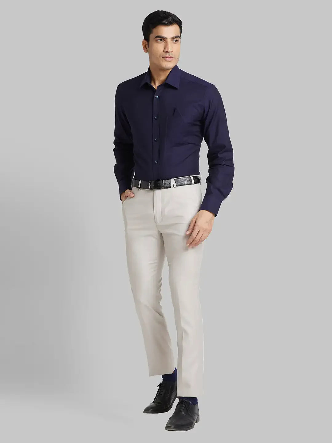 Men Blue Luxus Fit Structure  Cotton Full Sleeve Regular Collar Shirts