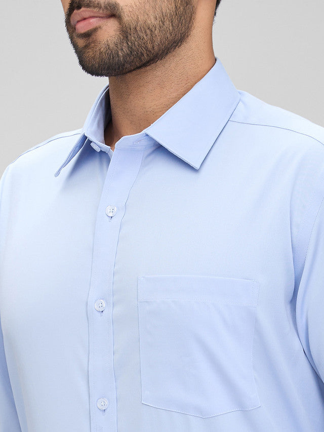 Park Avenue Blue Solid Regular Fit Full Sleeve Cotton Shirt