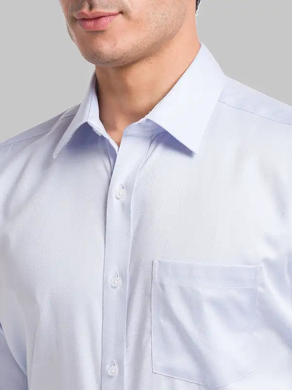 Men Blue Regular Fit Solid Cotton Full Sleeve Ainsley Collar Shirts