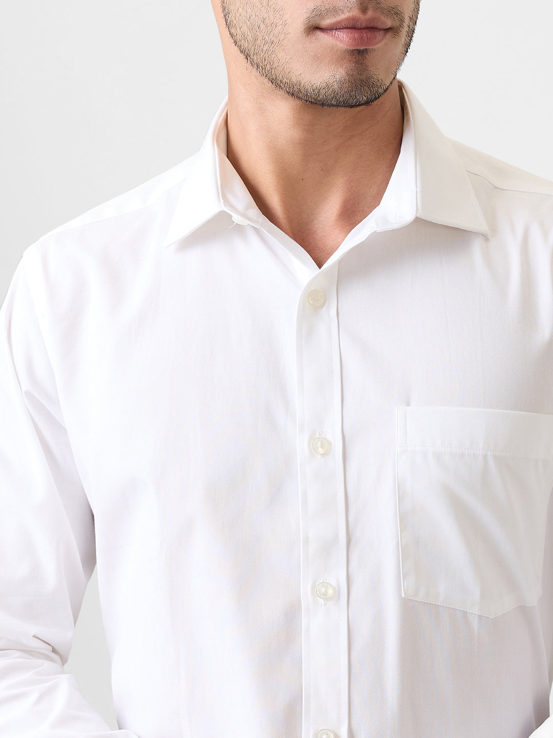 Park Avenue Men White Plain Regular Fit Cotton Blend Shirt