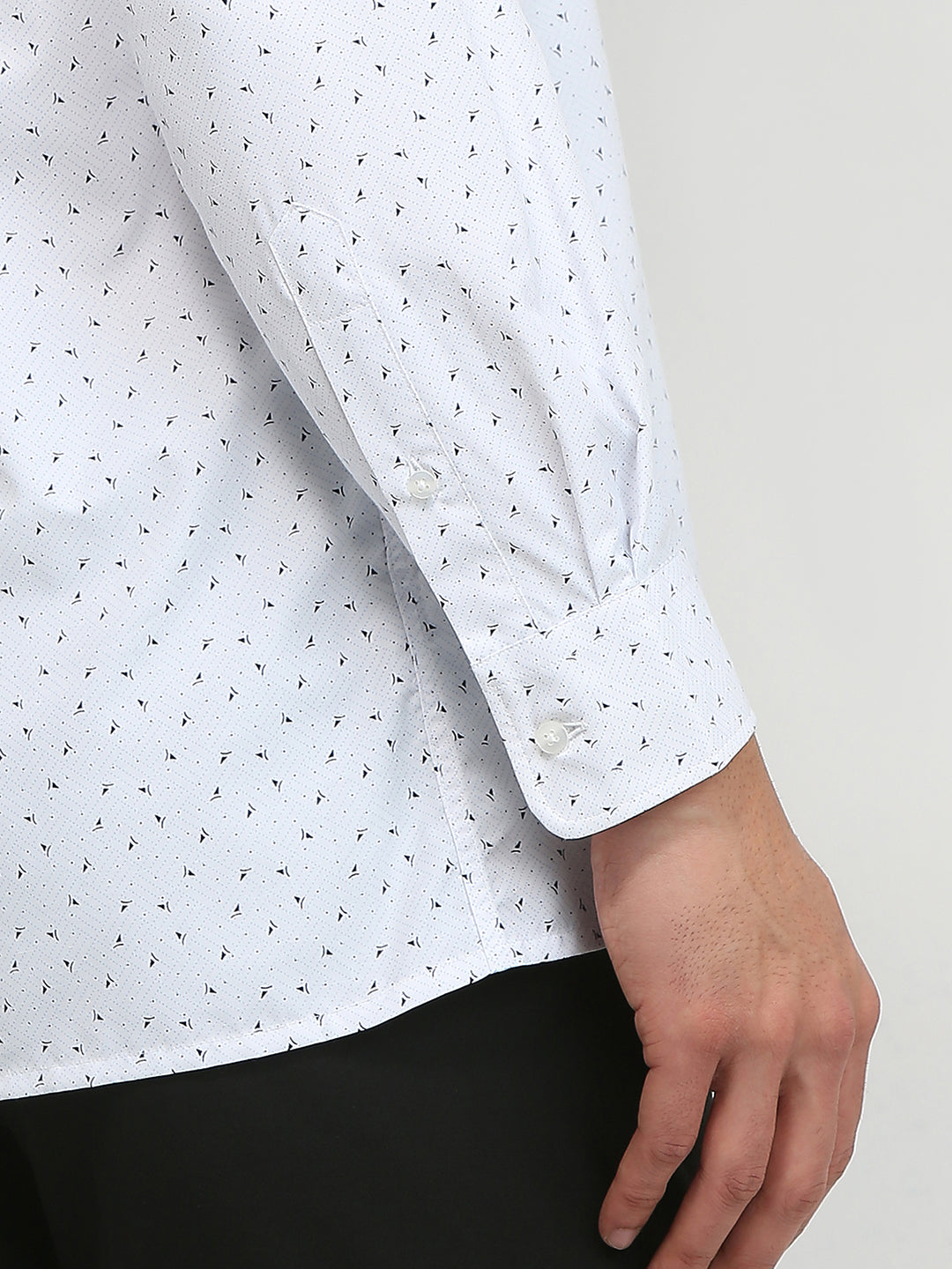 Park Avenue Men Blue Printed Regular Fit Polyester Blend Formal Shirt