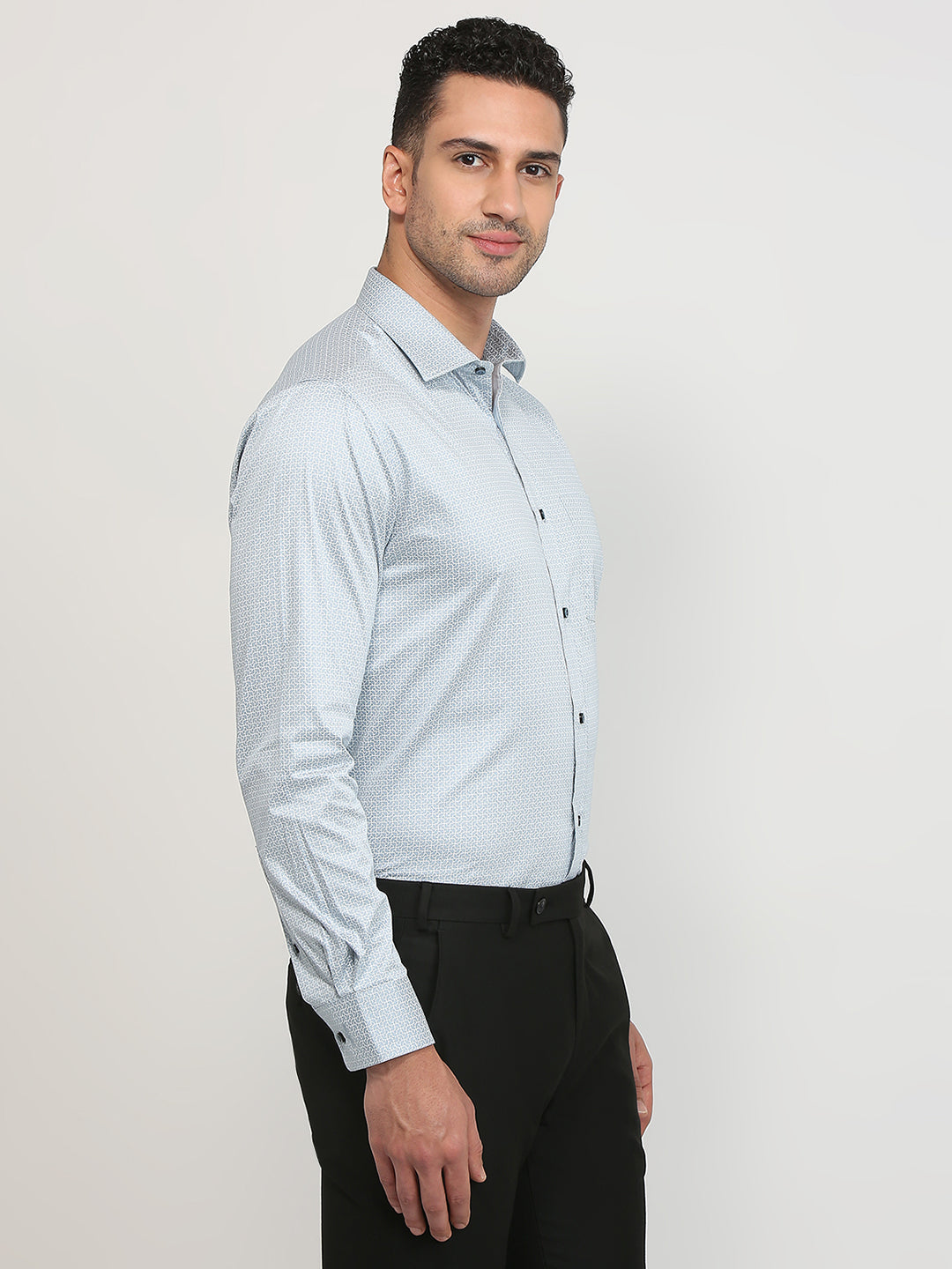 Park Avenue Men Grey Printed Regular Fit Cotton Formal Shirt