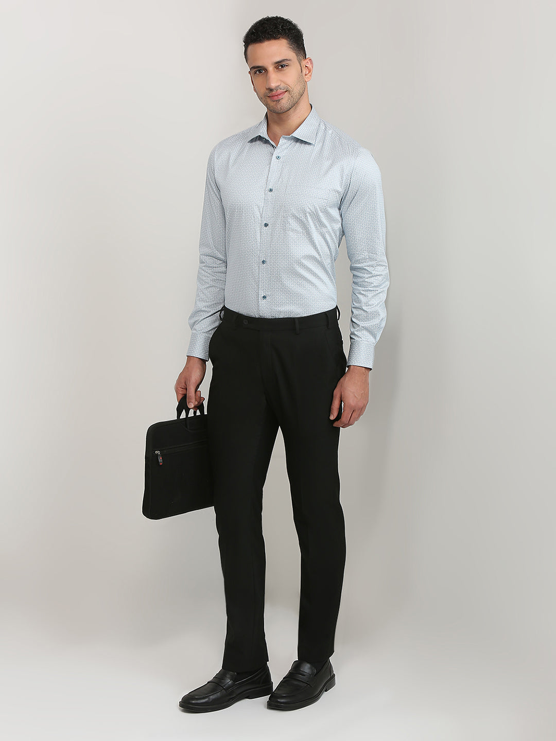 Park Avenue Men Grey Printed Regular Fit Cotton Formal Shirt