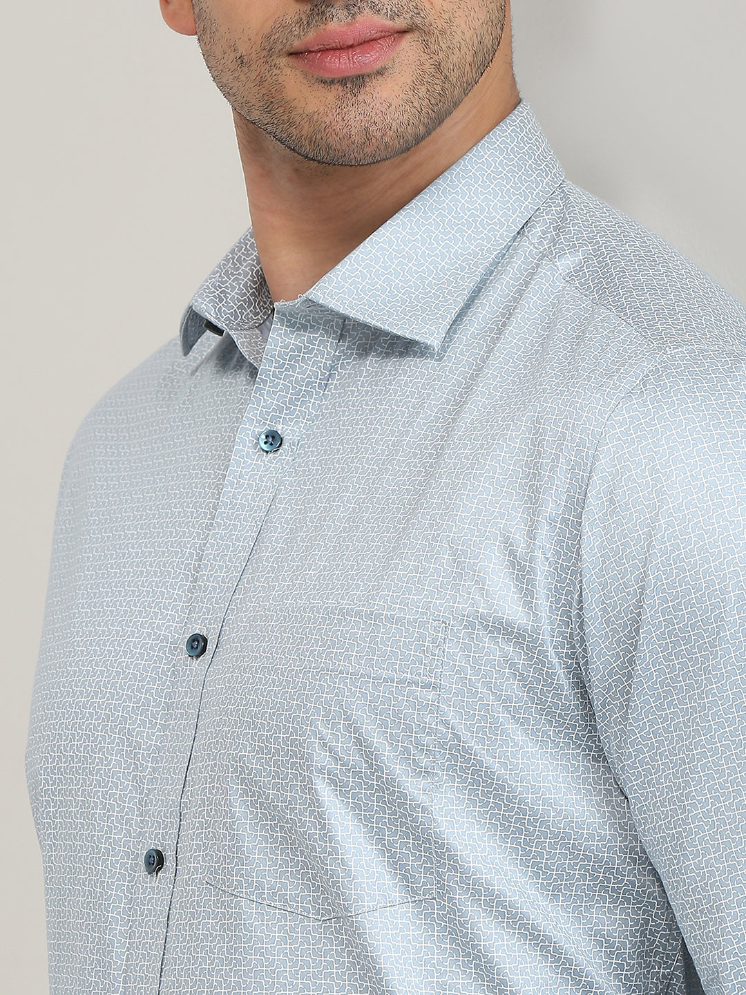 Park Avenue Men Grey Printed Regular Fit Cotton Formal Shirt