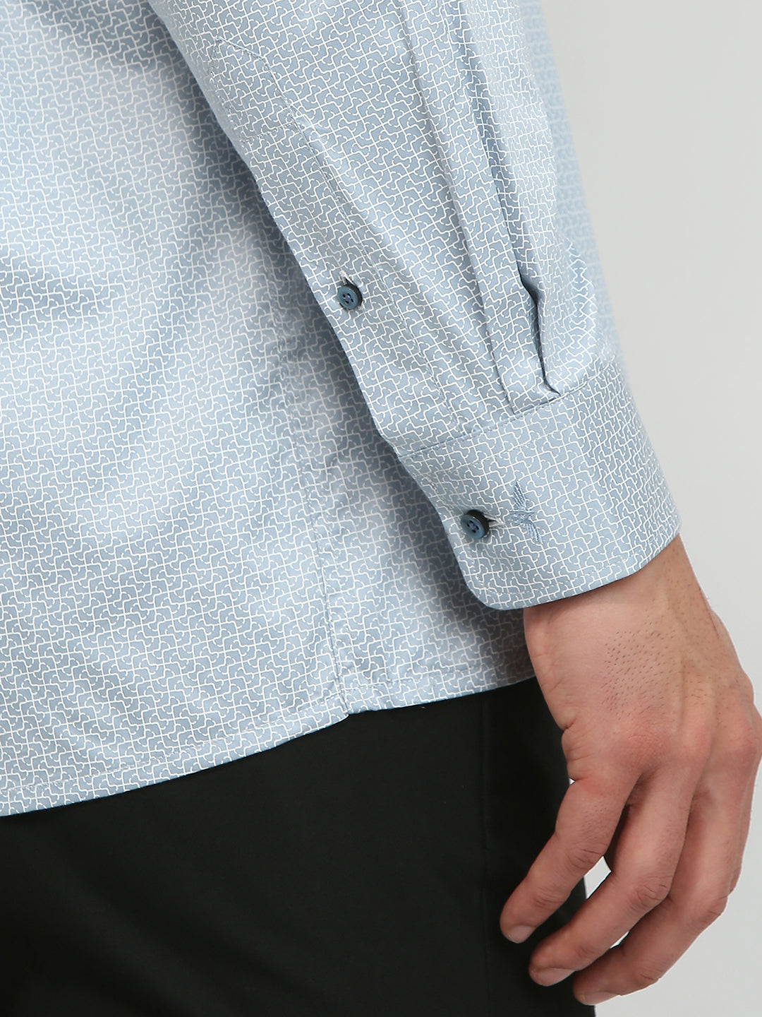Park Avenue Men Grey Printed Regular Fit Cotton Formal Shirt