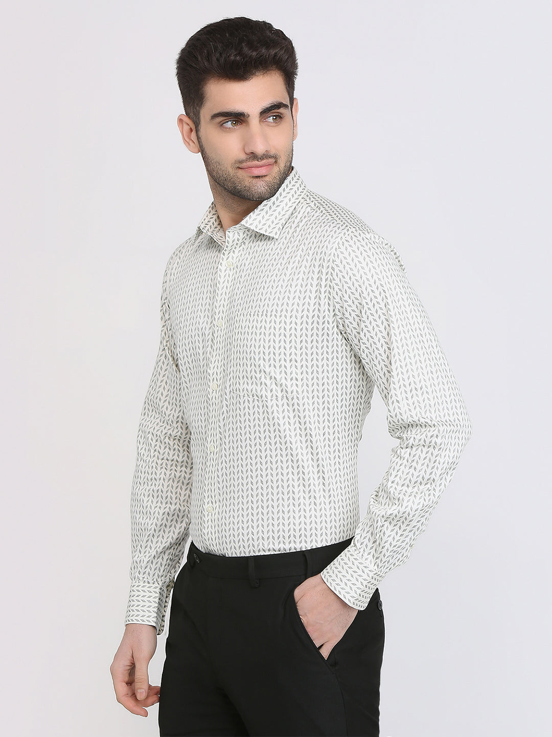 Park Avenue Men Brown Printed Regular Fit Cotton Formal Shirt