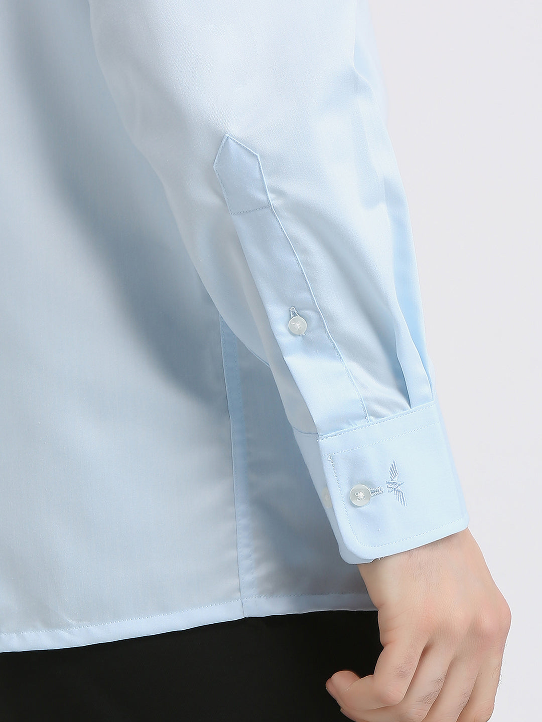 Park Avenue Men Blue Solid Regular Fit Cotton Blend Formal Shirt