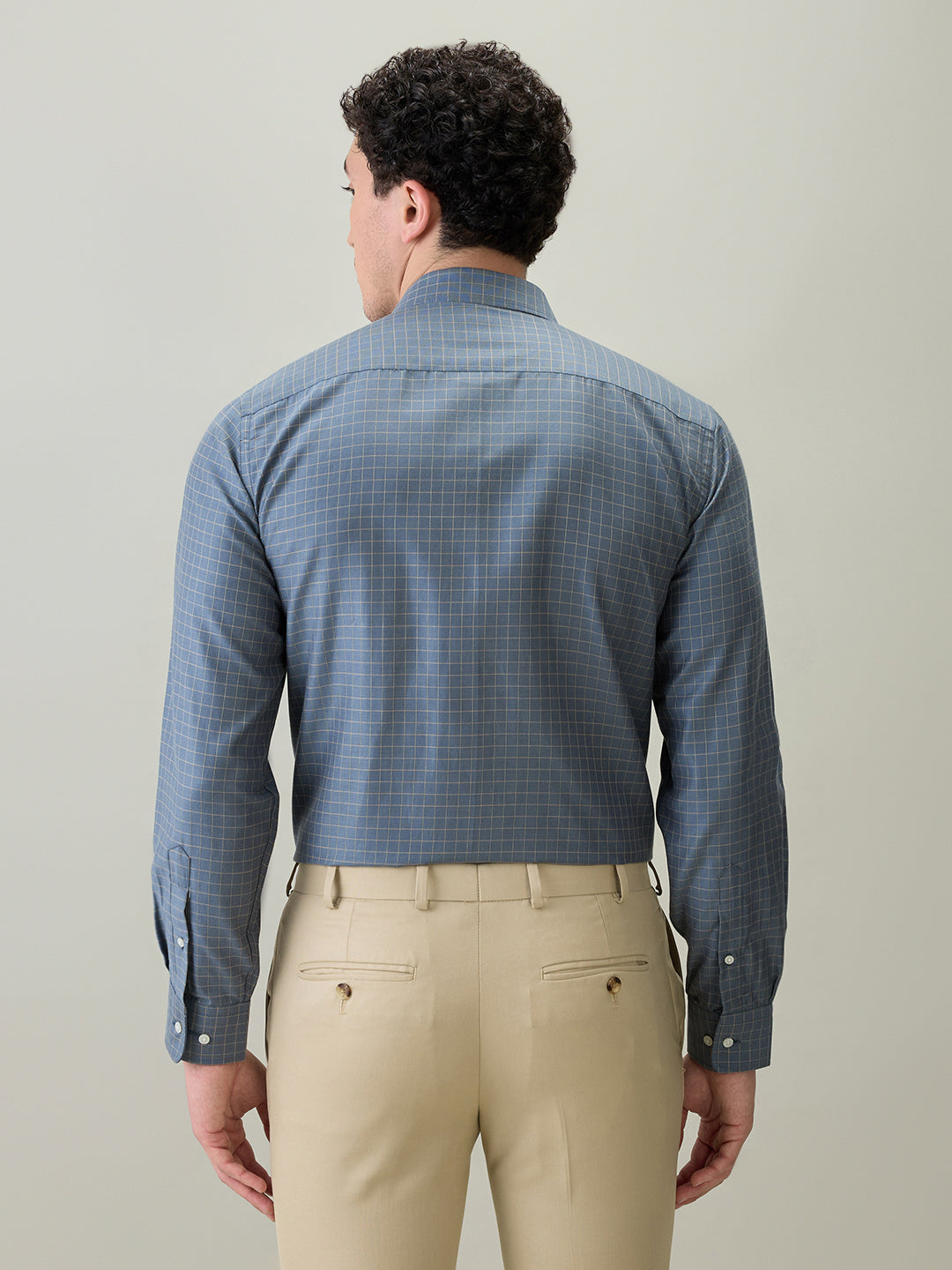 Park Avenue Men Blue Structure Regular Fit Cotton Blend Formal Shirt