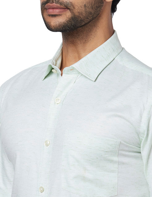 Park Avenue Men Green Piece Dyed Regular Fit Cotton Blend Shirt