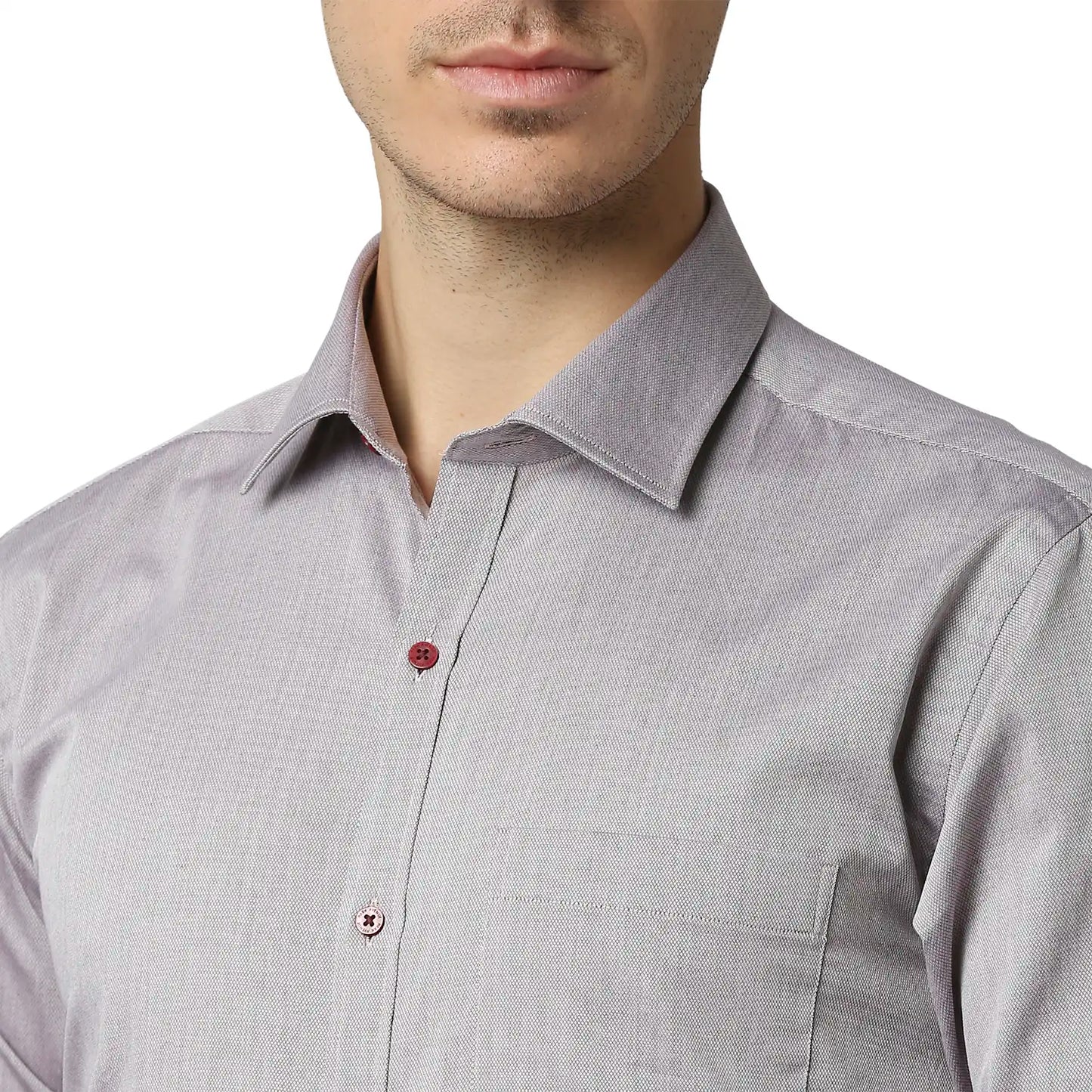 Park Avenue Men Grey Structured Slim Fit Cotton Formal Shirt