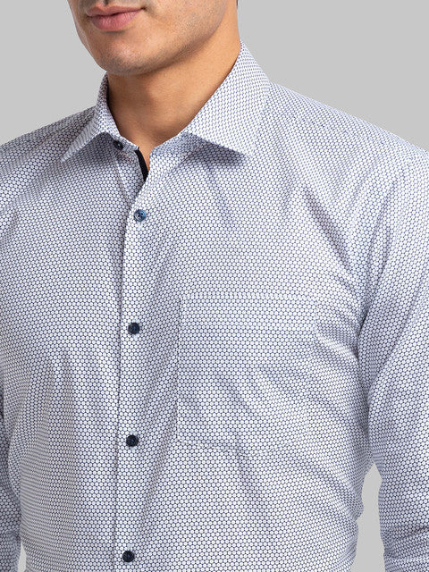 Park Avenue Men Blue Printed Slim Fit Cotton Shirt
