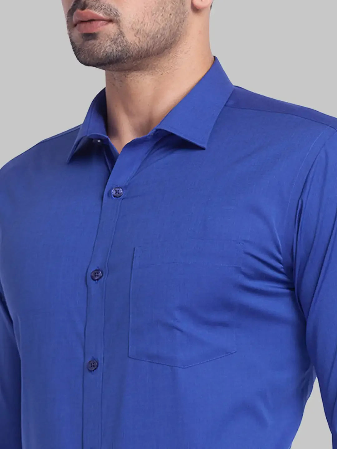 Men Blue Slim Fit Fil-A-Fil Cotton Cut Away Collar Shirts