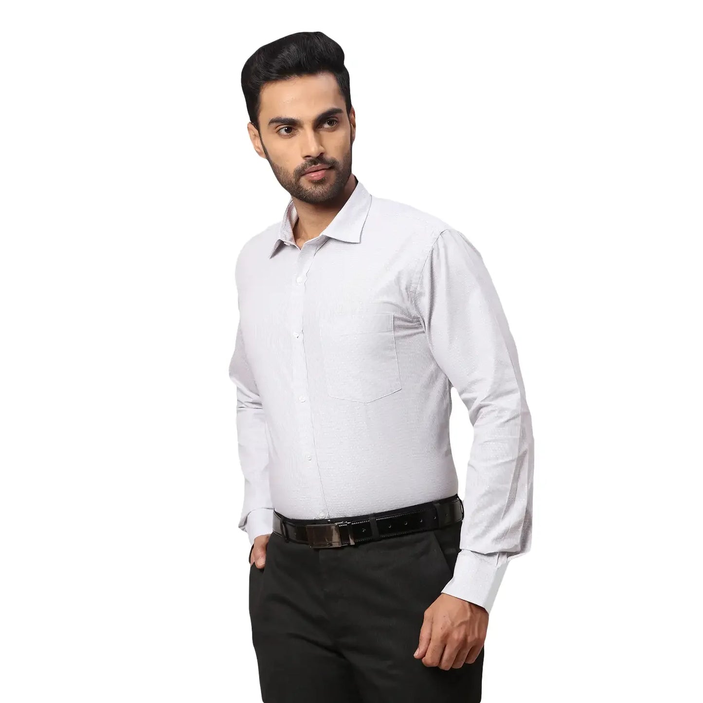 Men Grey Slim Fit Cotton Shirts