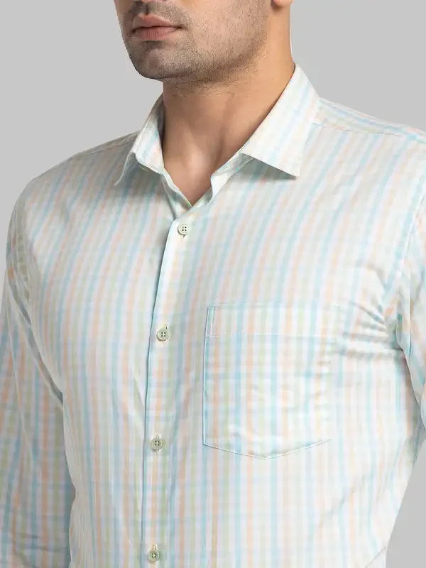 Men Green Slim Fit Checks Cotton Shirts