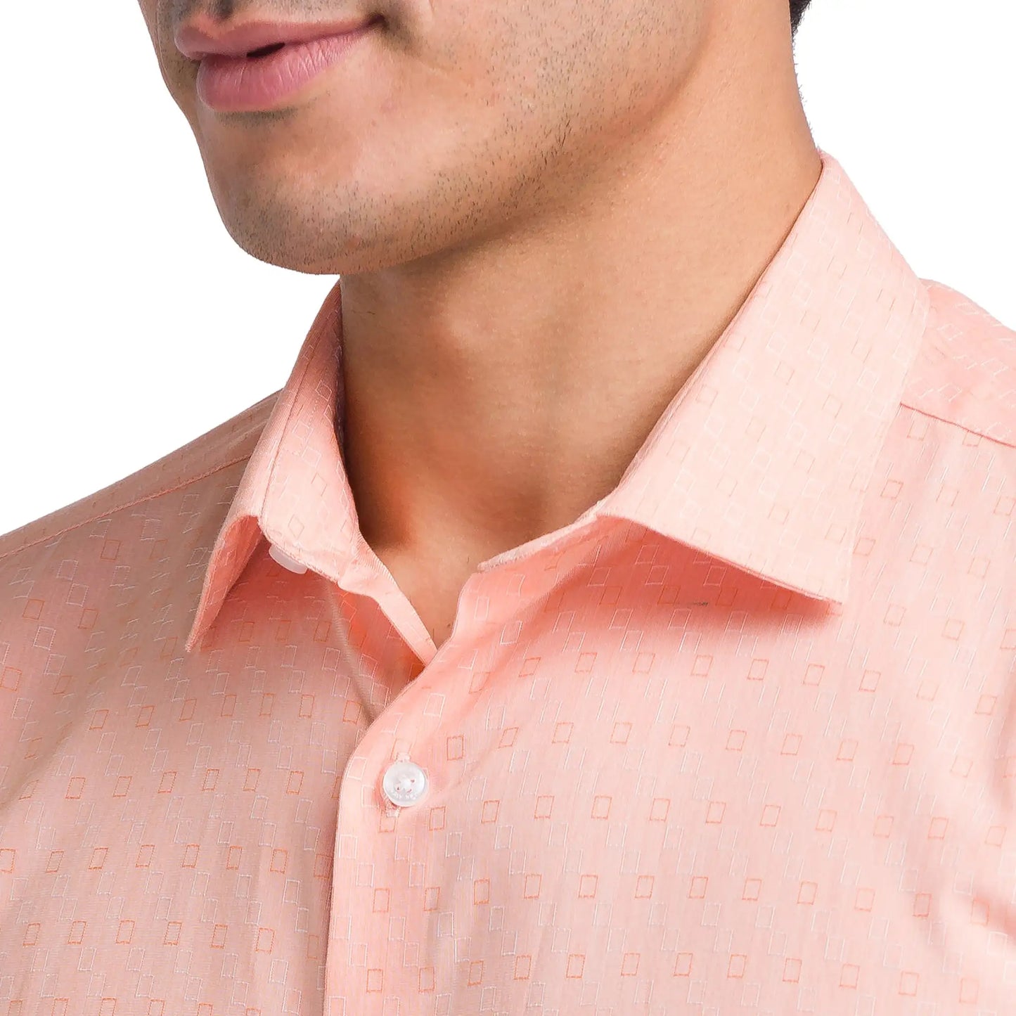 Men Orange Slim Fit Fil-A-Fil Cotton Shirts