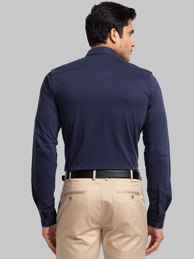 Park Avenue Men Blue Solid Slim Fit Full Sleeve Narrow Collar Shirt