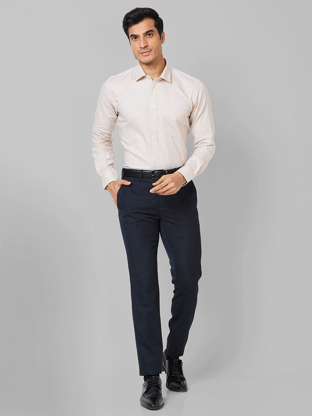 Park Avenue Men Brown Structure Slim Fit Cotton Formal Shirt