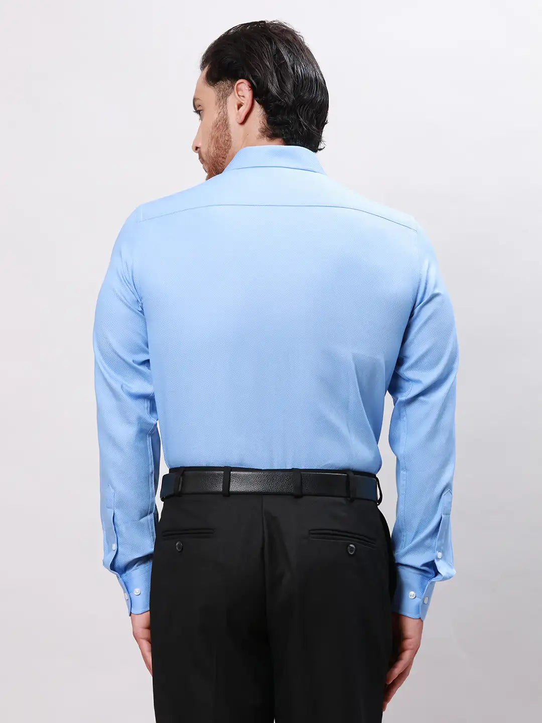 Park Avenue Men Blue Slim Fit Structure Cotton Shirts