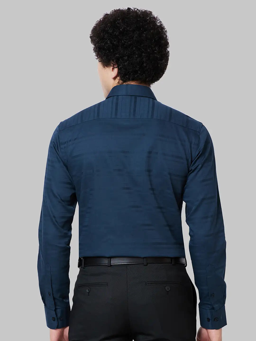 Men Petrol Slim Fit Stripe Cotton Shirts