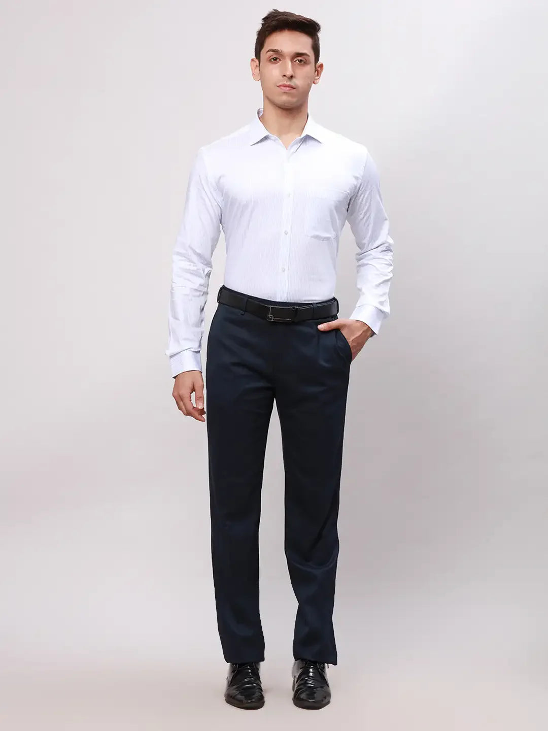 Park Avenue Men Blue Slim Fit Stripe Cotton Shirts