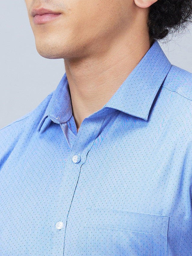 Park Avenue Blue Structure Slim Fit Polyester Blend Formal Shirt