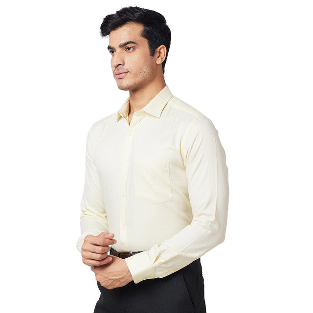 Park Avenue Yellow Structure Slim Fit Full Sleeve Cotton Shirt