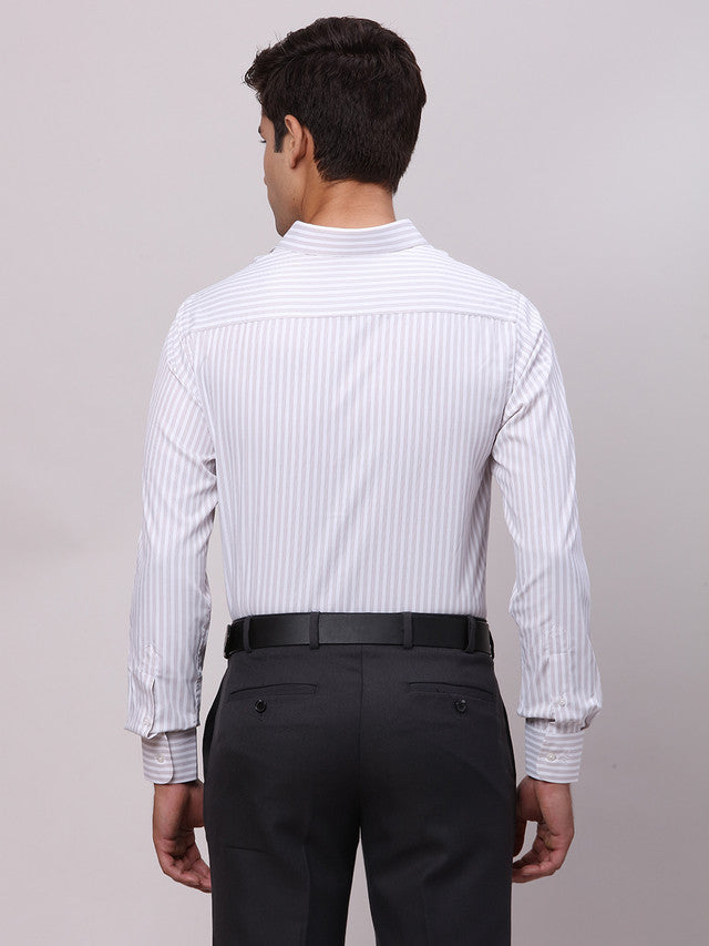 Park Avenue Grey Stripe Slim Fit Cotton Blend Formal Shirt