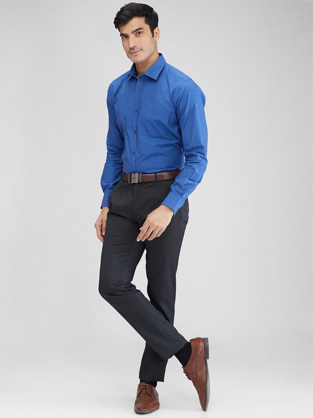 Park Avenue Blue Structure Slim Fit Full Sleeve Cotton Shirt