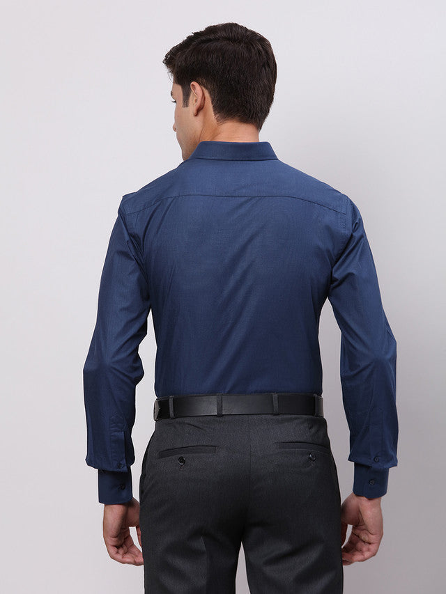 Park Avenue Blue Structure Slim Fit Full Sleeve Cotton Shirt