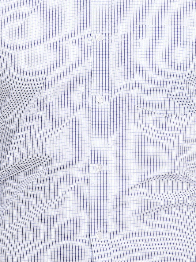 Park Avenue Men Blue Checkered Slim Fit Full Sleeve Semi Cut Away Collar Shirt