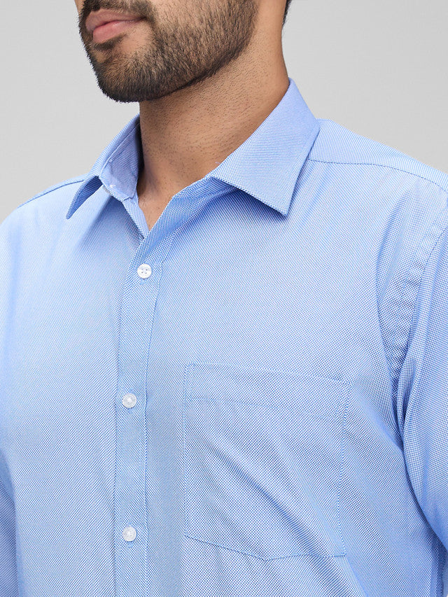 Park Avenue Blue Structure Slim Fit Full Sleeve Cotton Blend Shirt